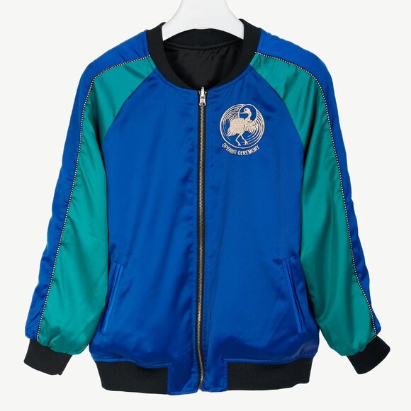 Opening Ceremony Reversible Blue & Black Embroidered Bomber Jacket - Picture 2 of 16